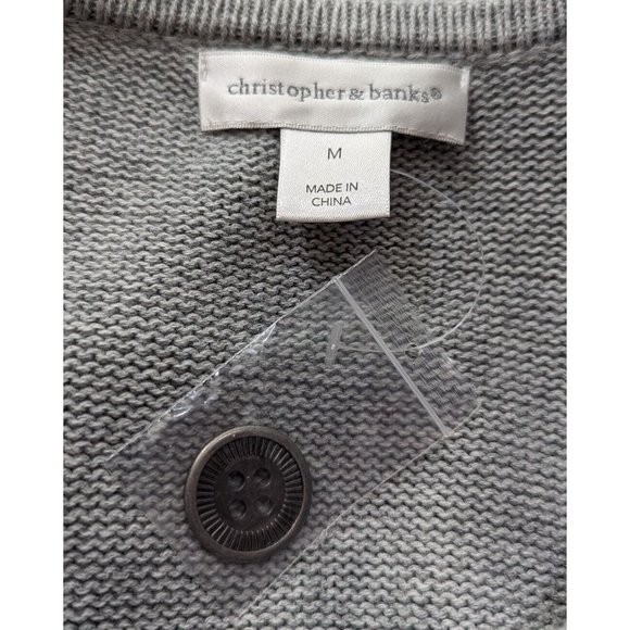 Christopher & Banks Cardigan Sweater Gray Fair Isle Longline Misses Size M New - Picture 5 of 7